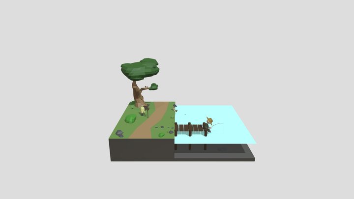 RiverFishDiorama 3D Model