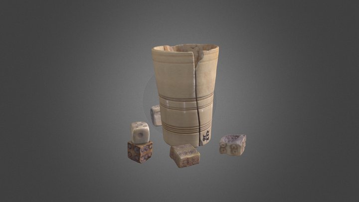 Roman Dice And Cup Set 3D Model