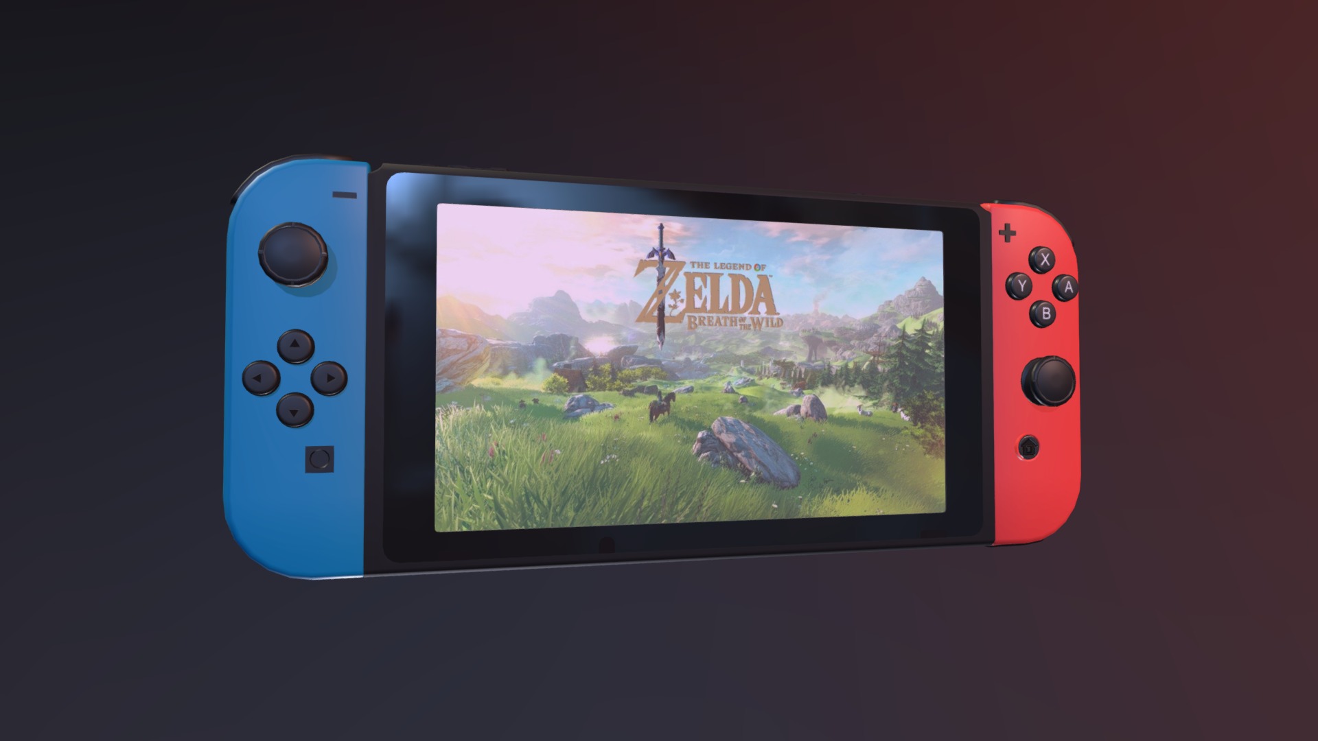 3D model Nintendo Switch - This is a 3D model of the Nintendo Switch. The 3D model is about a black rectangular device with a screen.