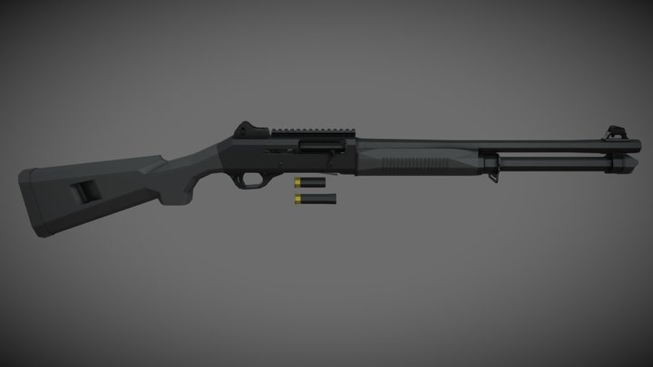 low-poly Benelli M4 – Free 3D Model STL