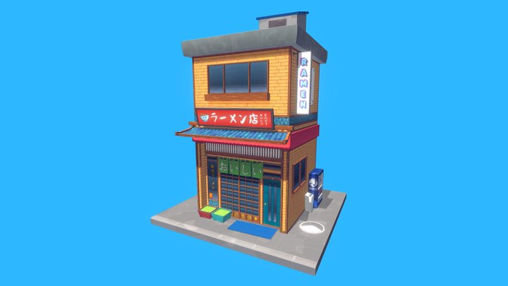 Ramen Shop (16-bit / Pixel art) 3D Model