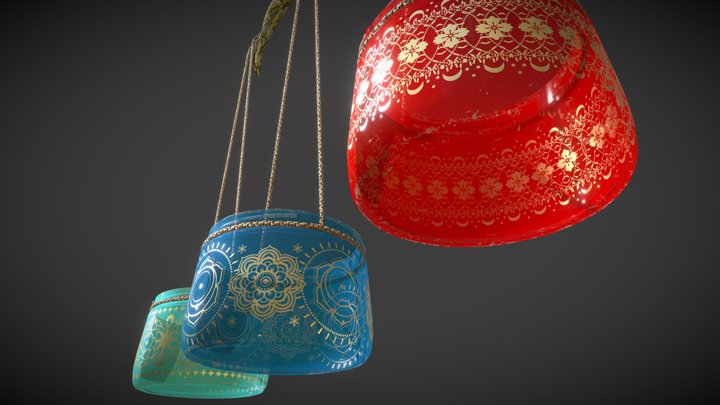 Hanging Glass Jars 3D Model