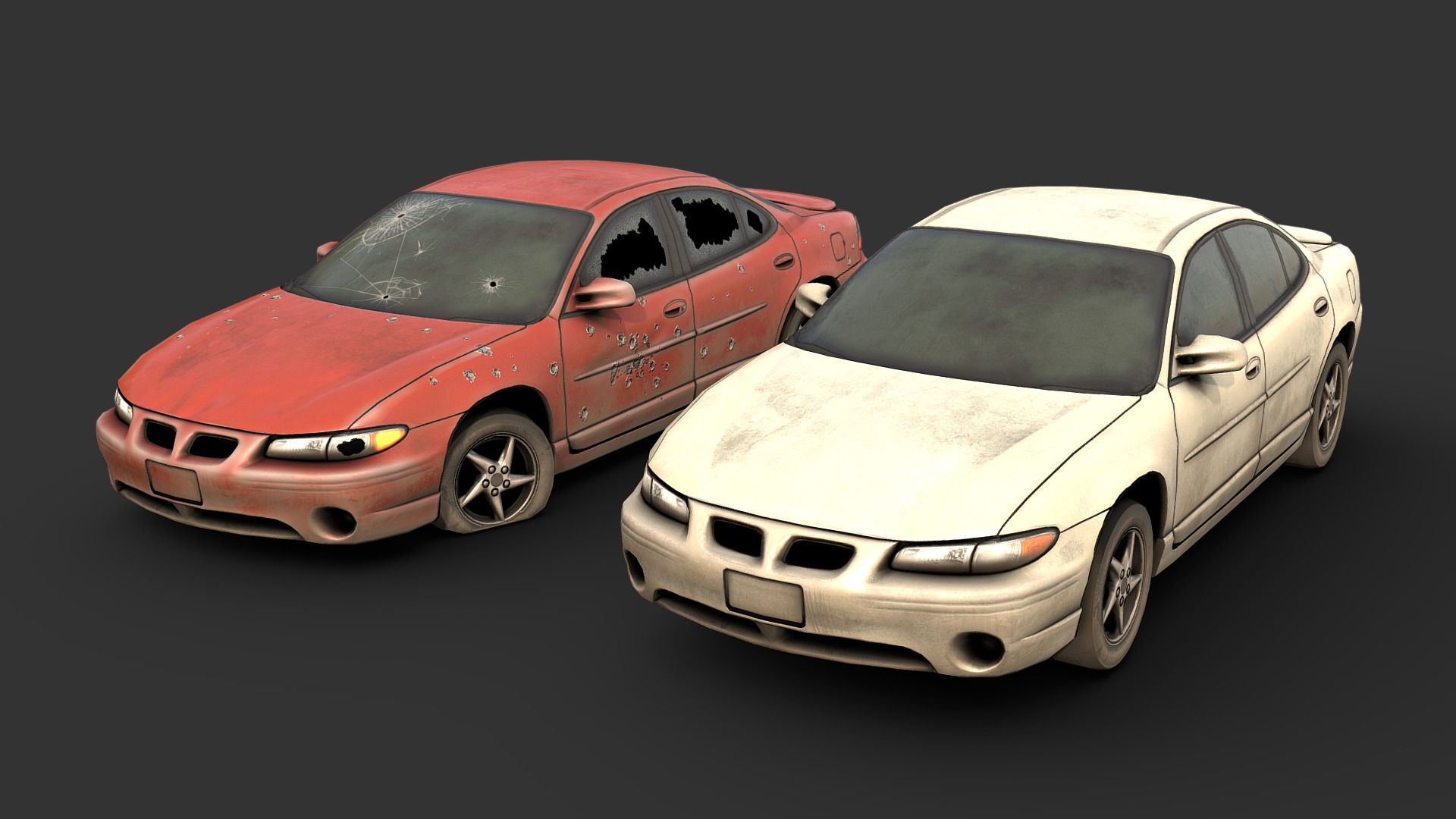 3D model 1997 Midsize Sedan - This is a 3D model of the 1997 Midsize Sedan. The 3D model is about a couple of cars parked next to each other.