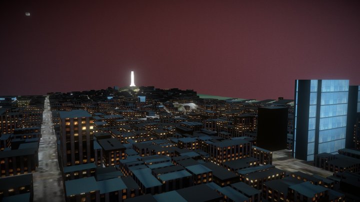 Night sky city 3D Model