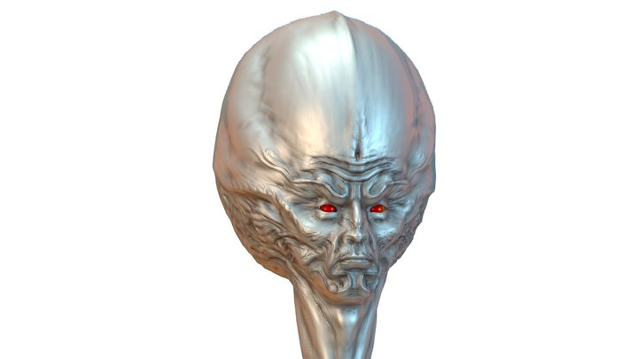 LowPoly Monster head UFO Alien 3D Model