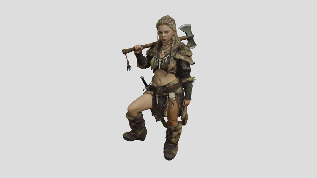 viking shieldmaiden 3d model