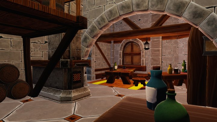 Tavern Cartoon - Low Poly 3D Model