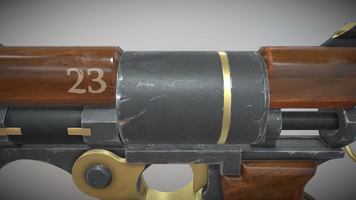 23 - Steampunk - Revolver 3D Model