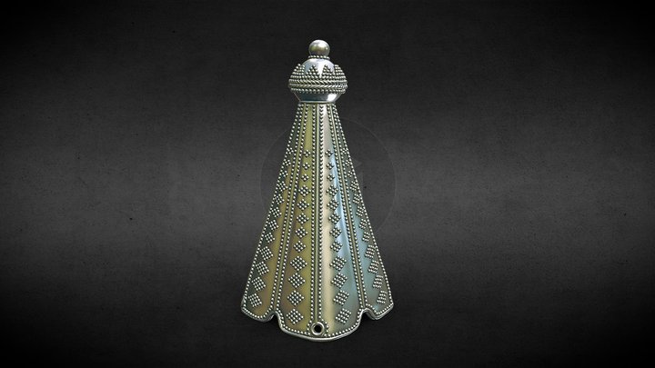 Conical filigree ornamented silver cap-mount 3D Model