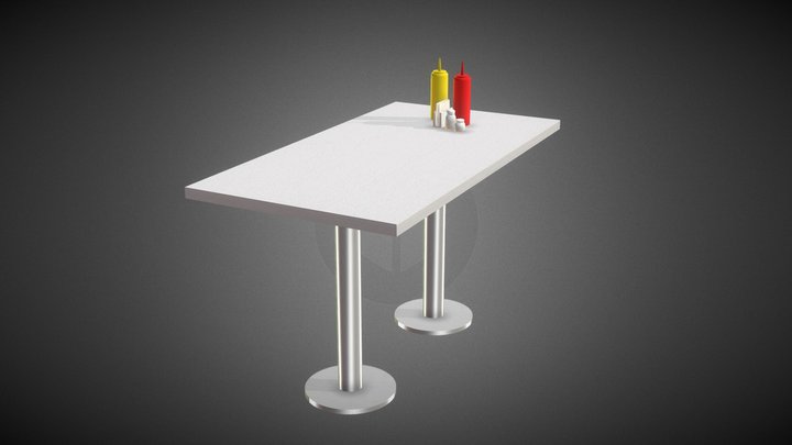 A table from the restaurant. 3D Model
