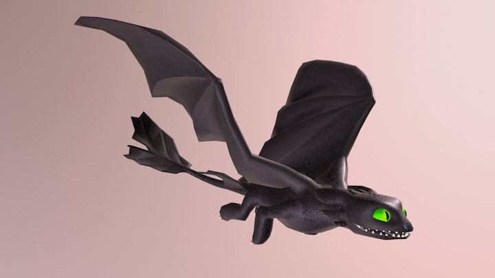 Toothless Dragon Low Poly 3D Model