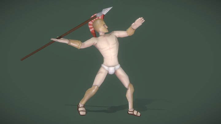 Ancient Greek Javelineer - Low Poly Character 3D Model