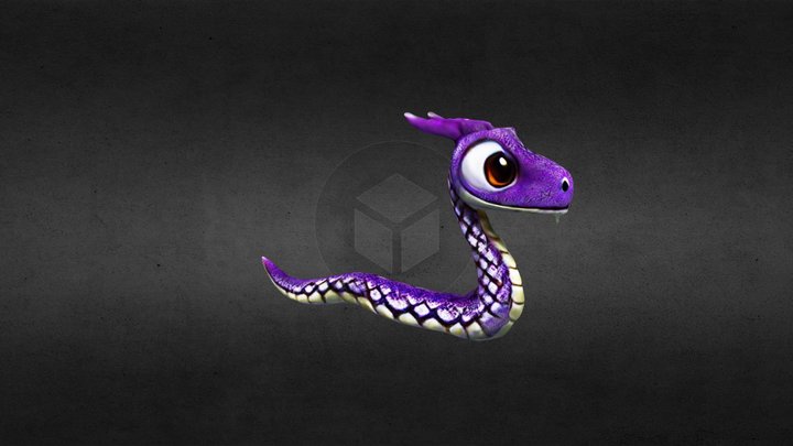 Purple Snake Dragon 3D Model
