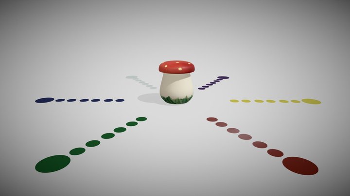 Tiddlywinks Vintage Wooden Mushroom Toy 3D Model