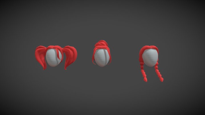Character hair variants 3D Model