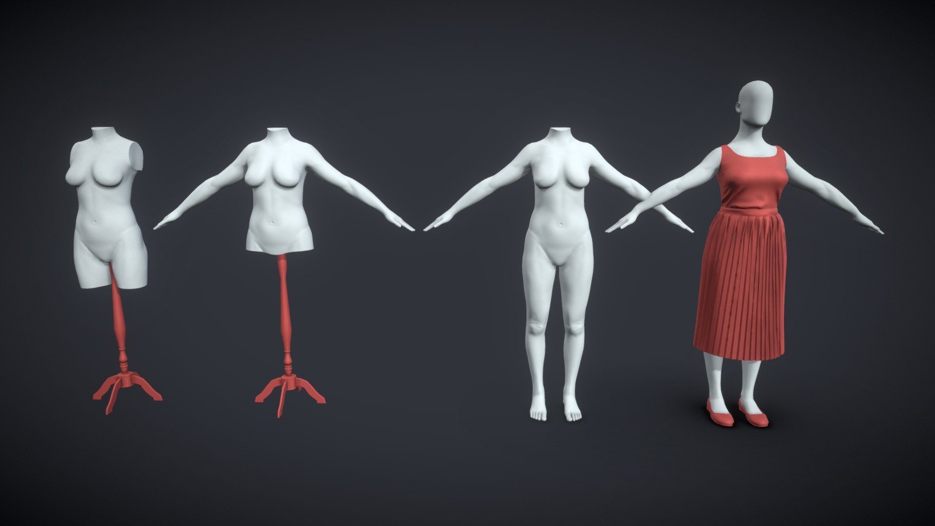 BlenderRig Female Mannequin for Sculpting - 00