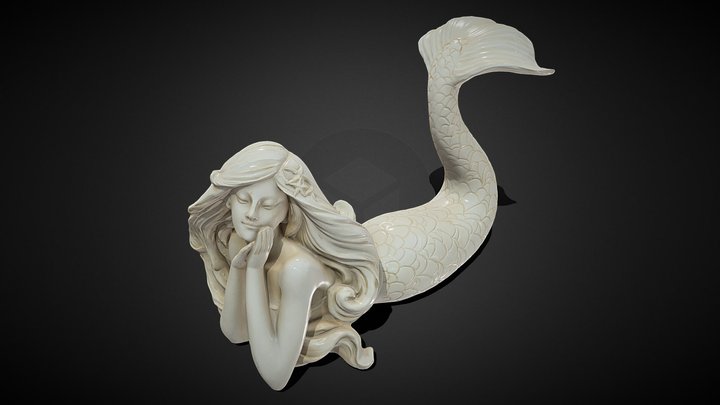 Lounging Mermaid 3D Model