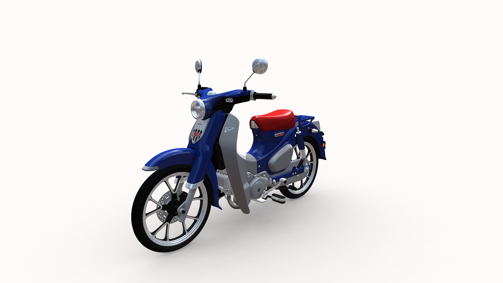 3D model Honda Super Cub C125 2019 - This is a 3D model of the Honda Super Cub C125 2019. The 3D model is about a blue and red motorcycle.
