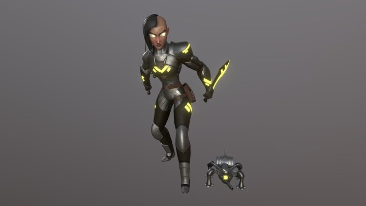 Halima - Sci-Fi Assassin - Real-Time Character 3D Model