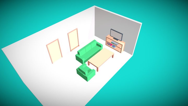 Living Room Low Poly 3D Model
