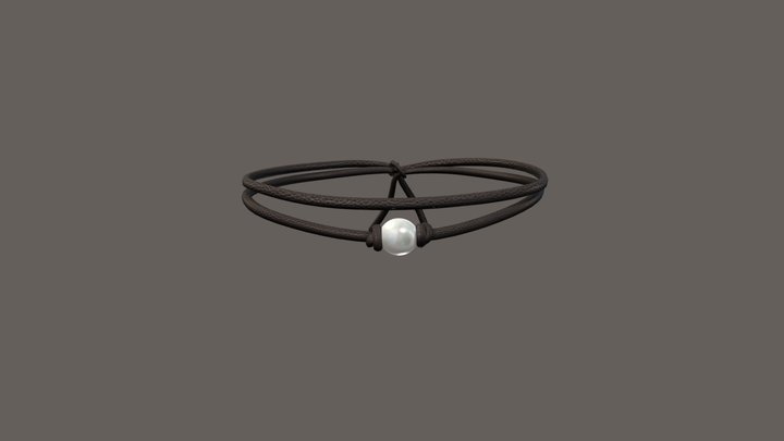 Single Pearl Cord Chocker Necklace 3D Model