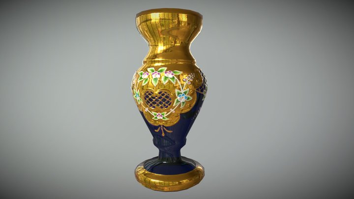 Bohemian Czech Glass Vase 3D Model