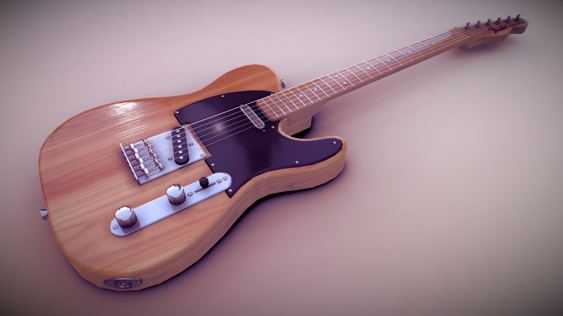 3D model Fender Telecaster - This is a 3D model of the Fender Telecaster. The 3D model is about a brown electric guitar.
