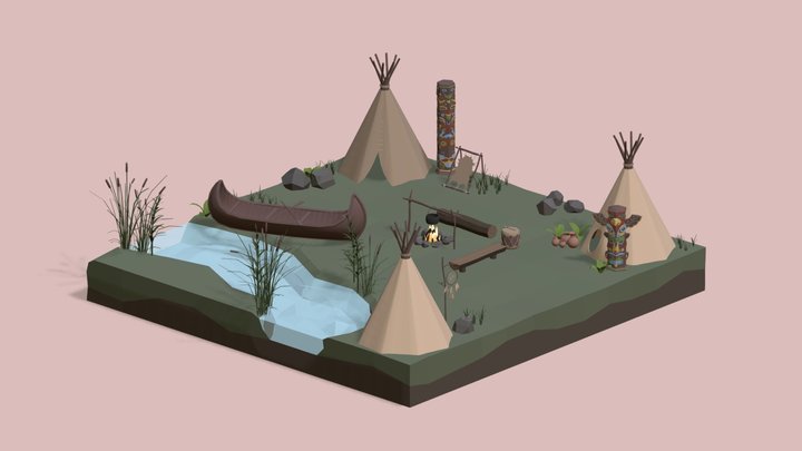Native American village 3D Model