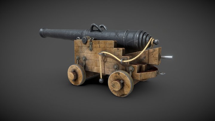 Ship Cannon Low-poly 3D model 3D Model