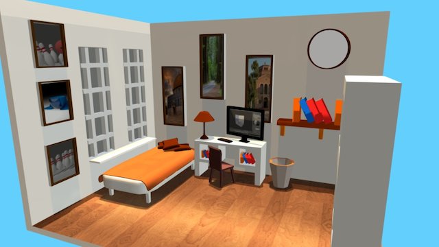 Isometric Bedroom using blender 3D Model