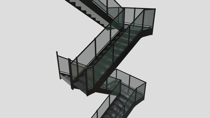 Modern Turning Staircase 3D Model