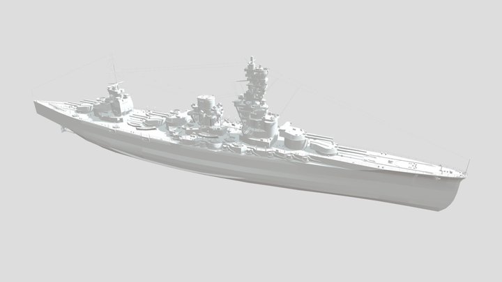IJN HYUGA BATTLESHIP WARSHIP 3D MODEL 3D Model