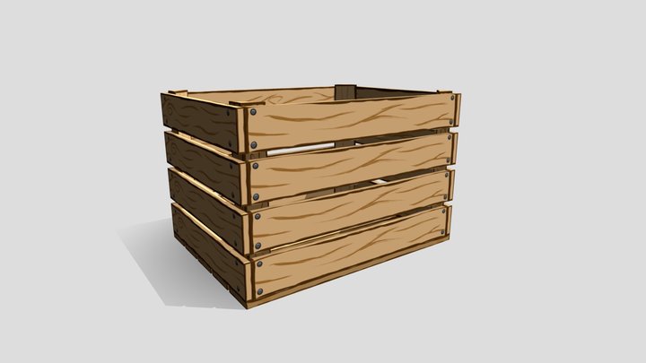 Stylized Wooden Crate 3D Model