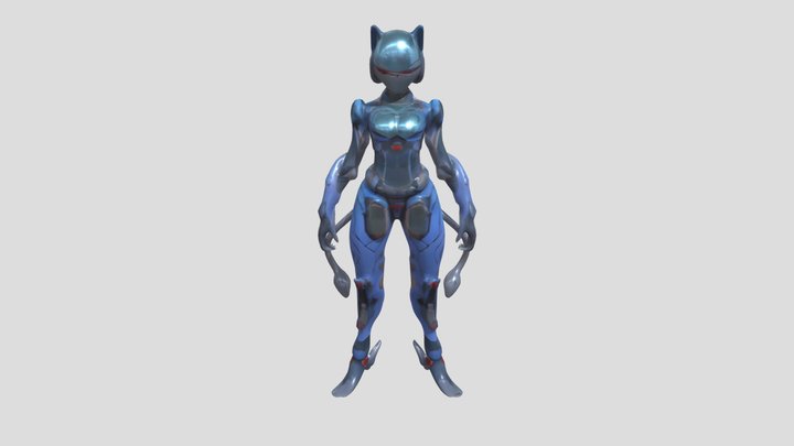 Anime cat cyborg Agent 3D Model