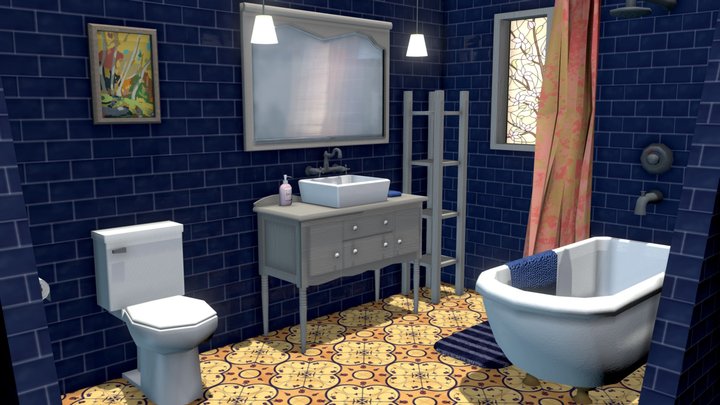 Vibrant Bathroom 3D Model