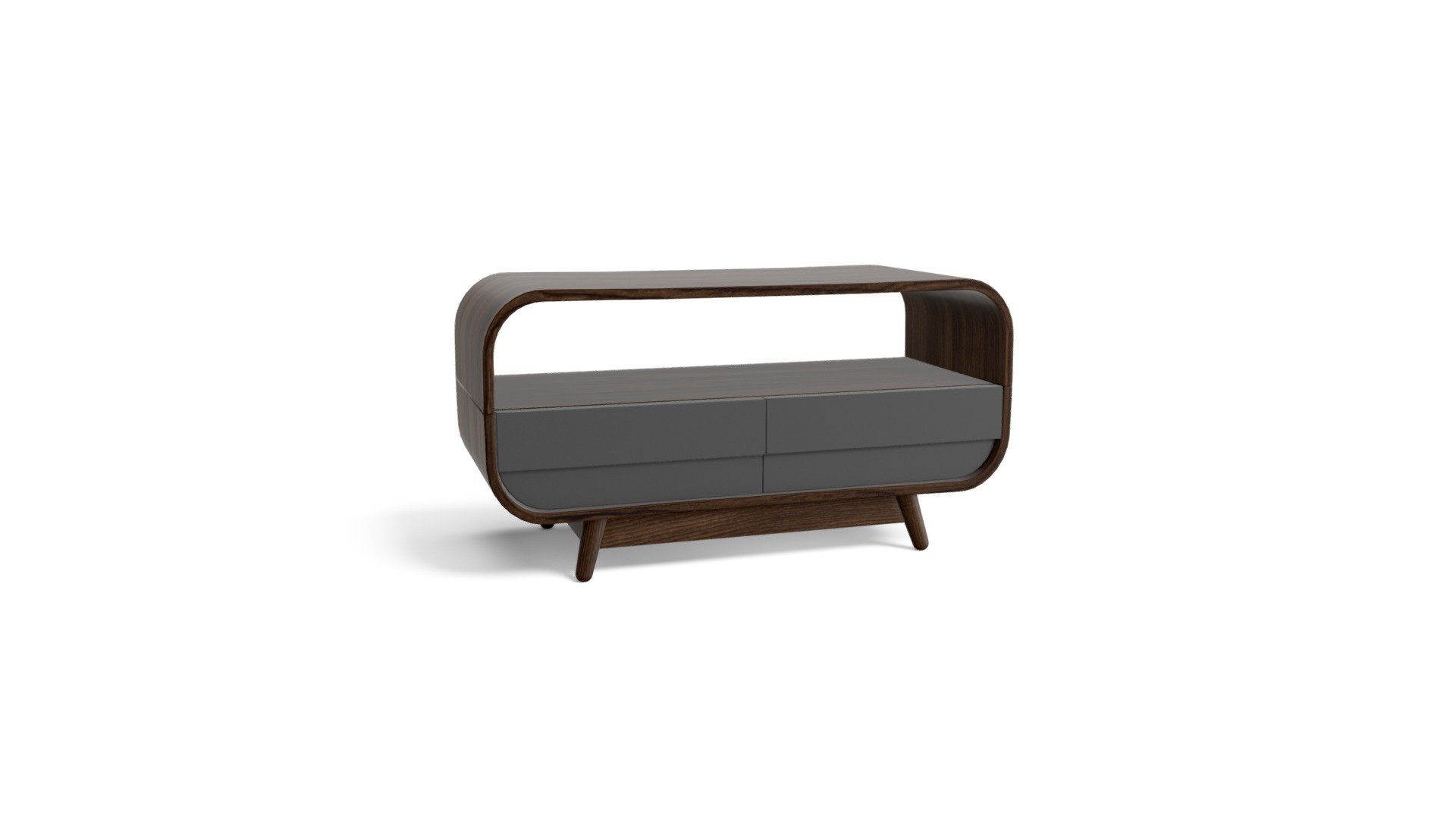 Esme Compact Media Unit, Dark Stain Ash and Grey