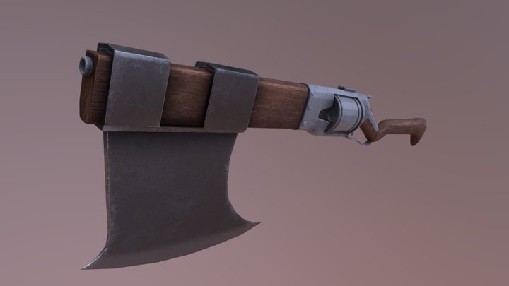 Revolver axe- low poly 3D Model