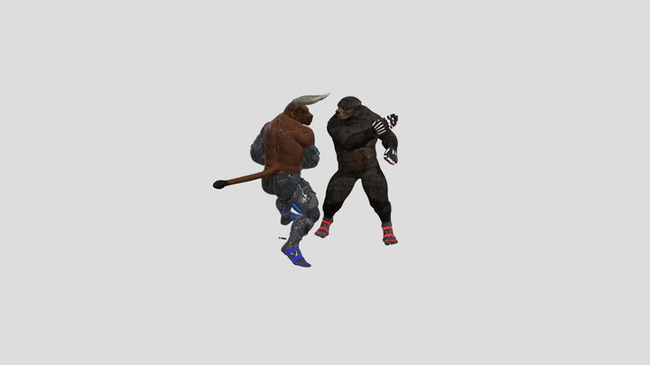bear vs Bull face off 3D Model