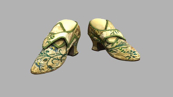 1730s Ladies Embroidered Shoes 3D Model