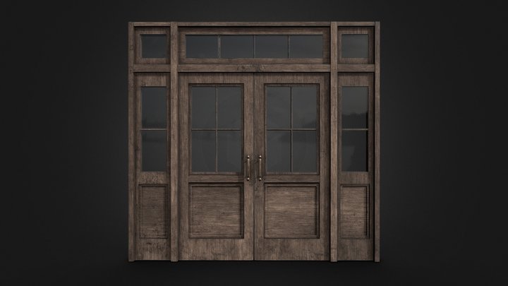 Vintage Double Wooden Doors - 4096px² 3D Model
