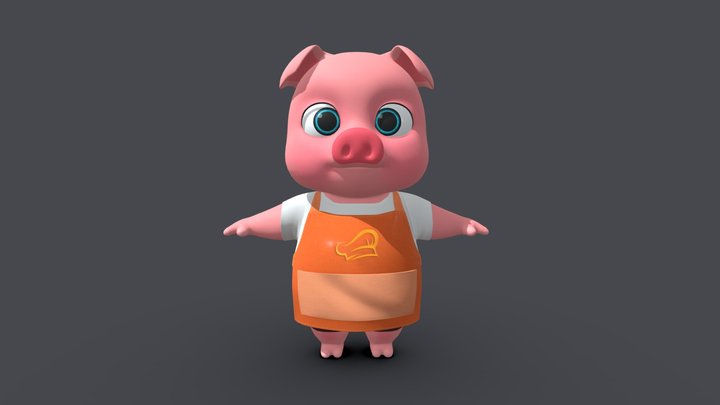 Asset - Cartoons - Animal - Pig - Rig 3D model 3D Model