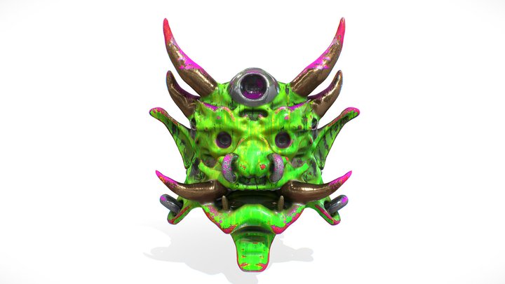 Dragon Neon Mask - Mascara Dragón Neon 3D Model