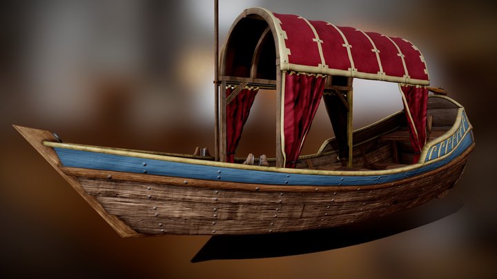 Recreational boat for castle lake - 17th century 3D Model