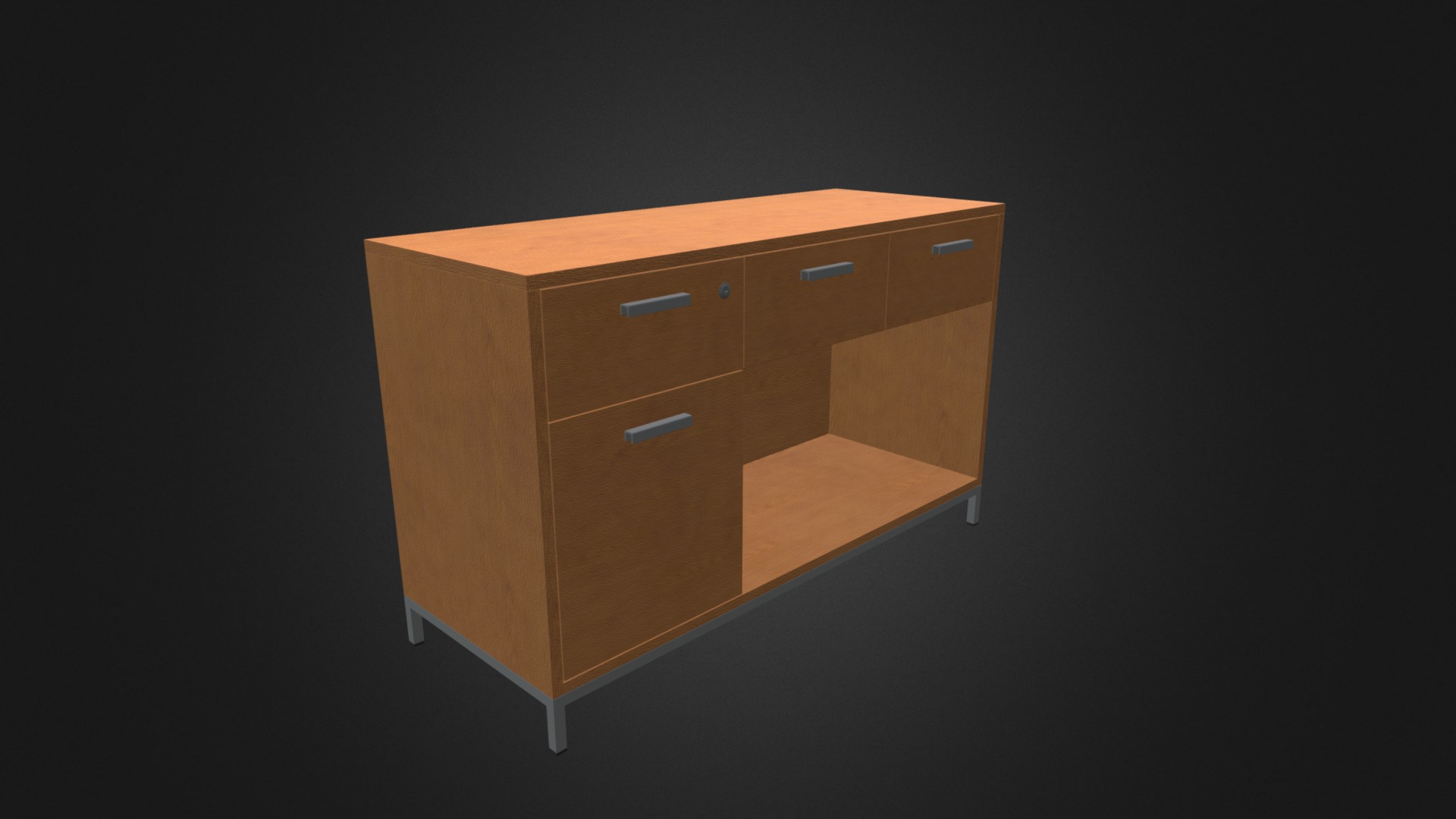 3D model Office Cabinet - This is a 3D model of the Office Cabinet. The 3D model is about a wooden box with a blue square.