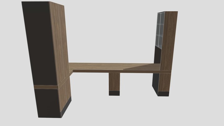 Furniture Walnut/Grey v2 closed 3D Model