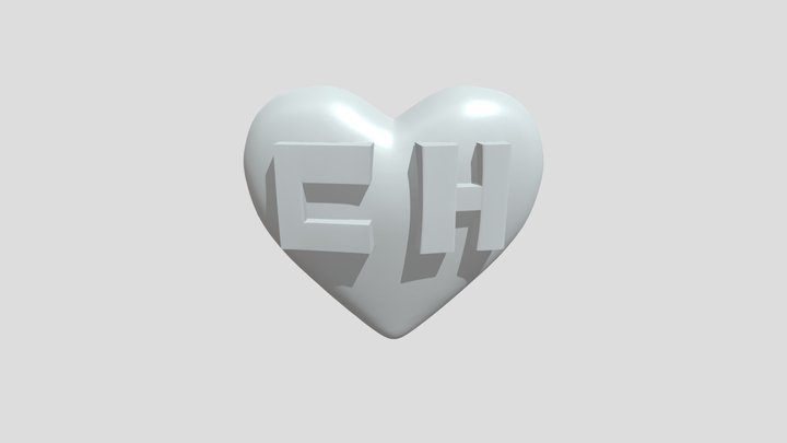 Yellow heart with 'CH' 3D Model