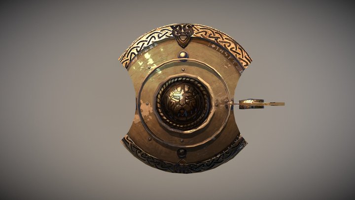 Low Poly Shield And Sickle 3D Model