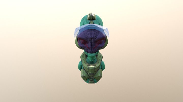 Green and purble Alien 3D Model