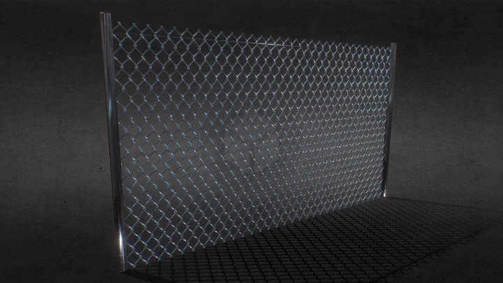 Chain-link mesh fence 3D Model