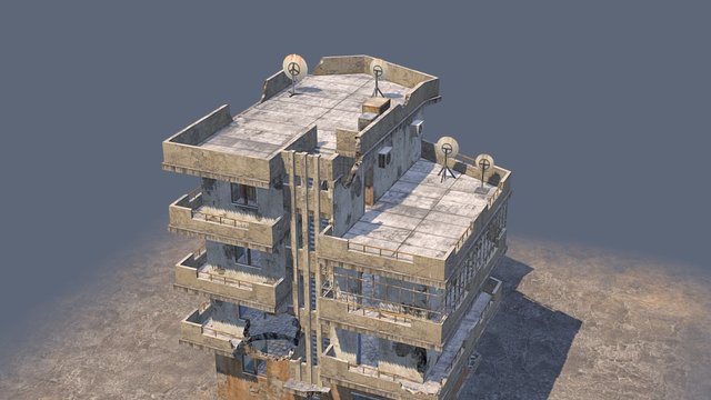 Damaged syrian city building 3D Model